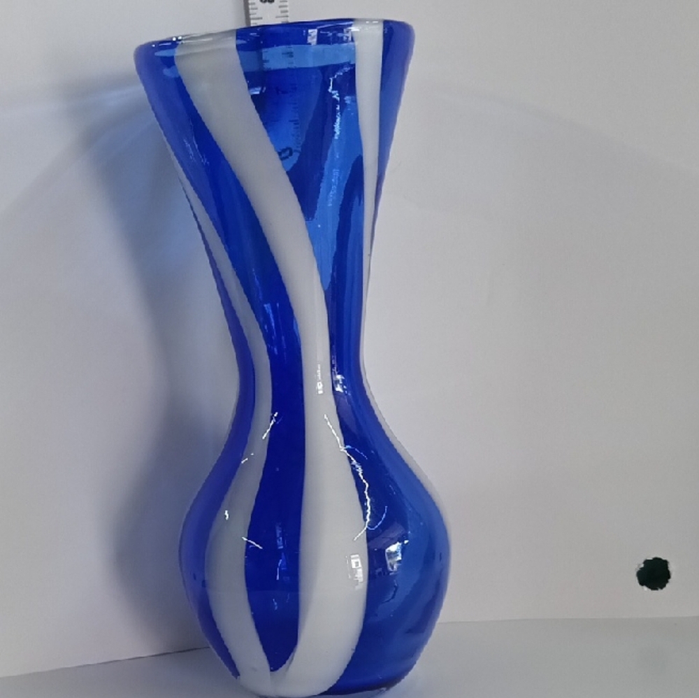 Blue and White Glass Vase